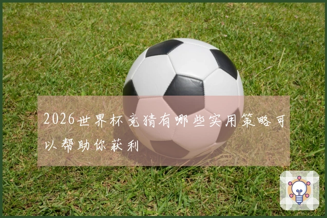 2026世界杯竞猜有哪些实用策略可以帮助你获利